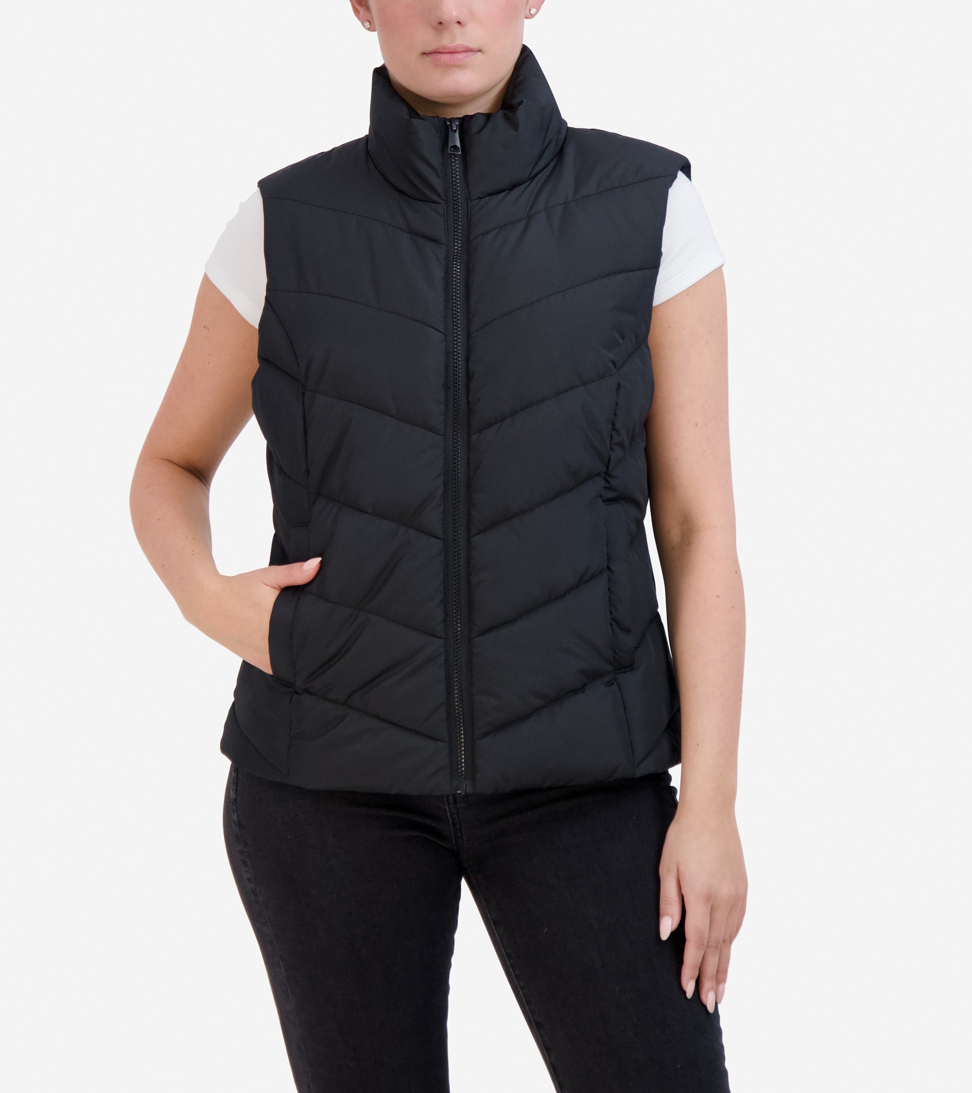 Women's Chevron Zip Front Vest