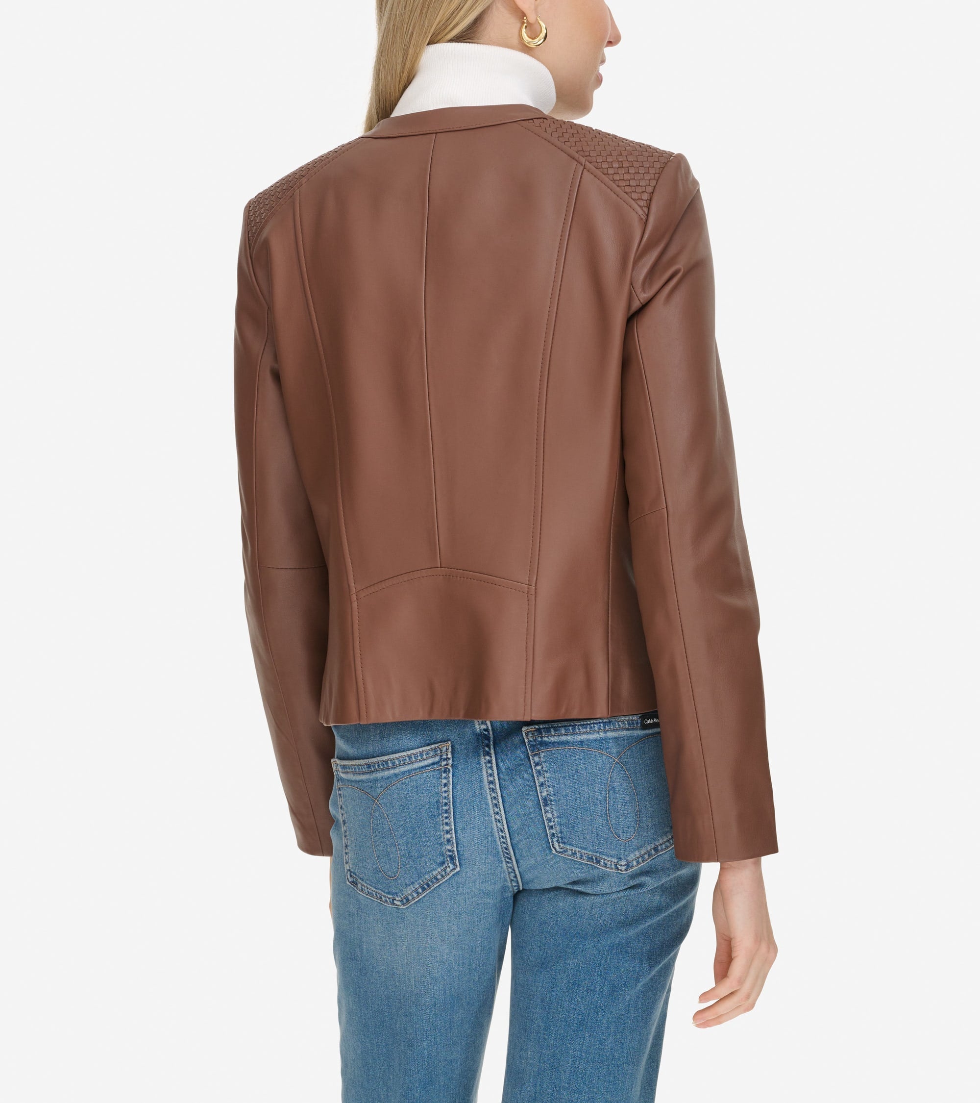 Women's Curved-Seam Leather Jacket - Image 2