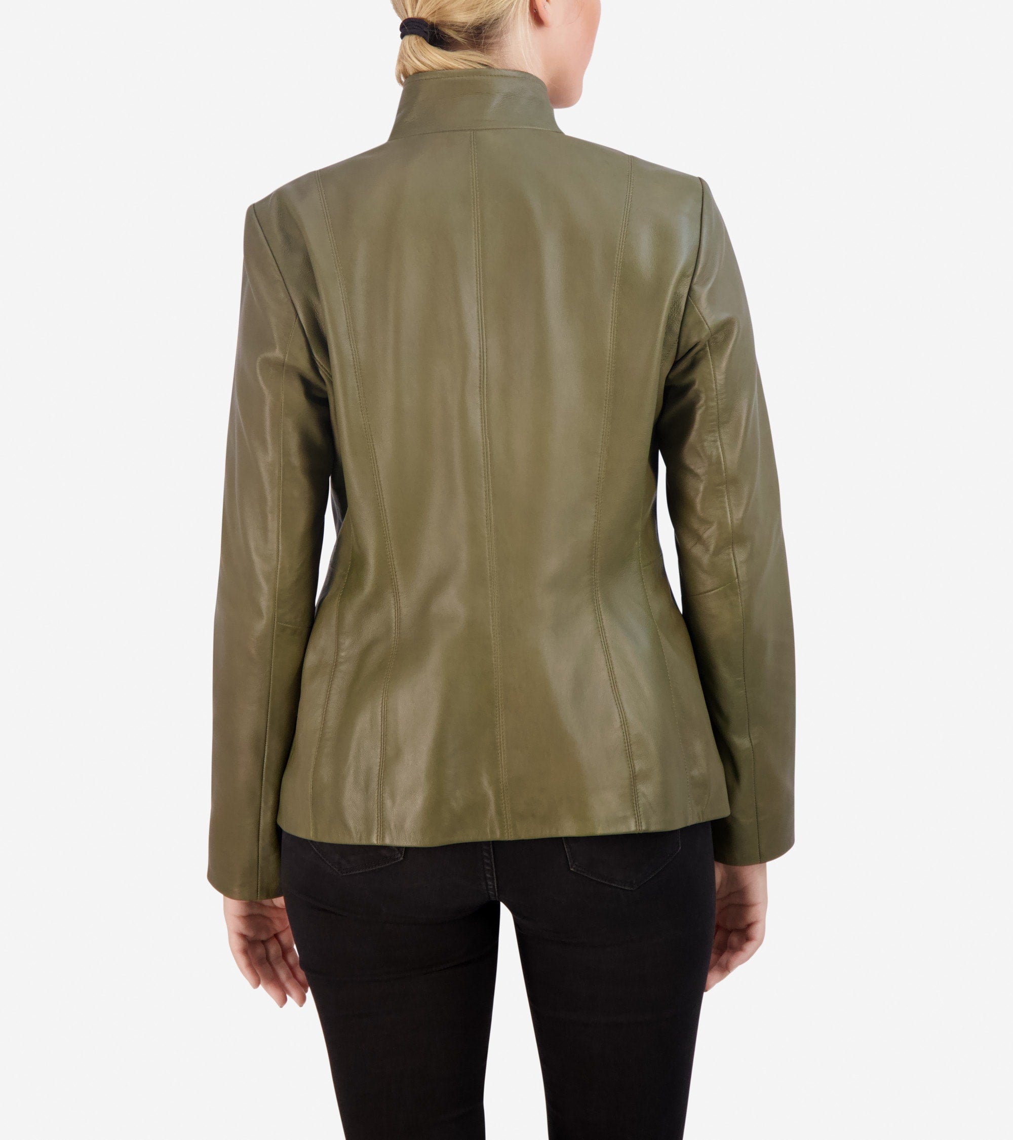 Women's Wing Collar Leather Jacket - Image 2