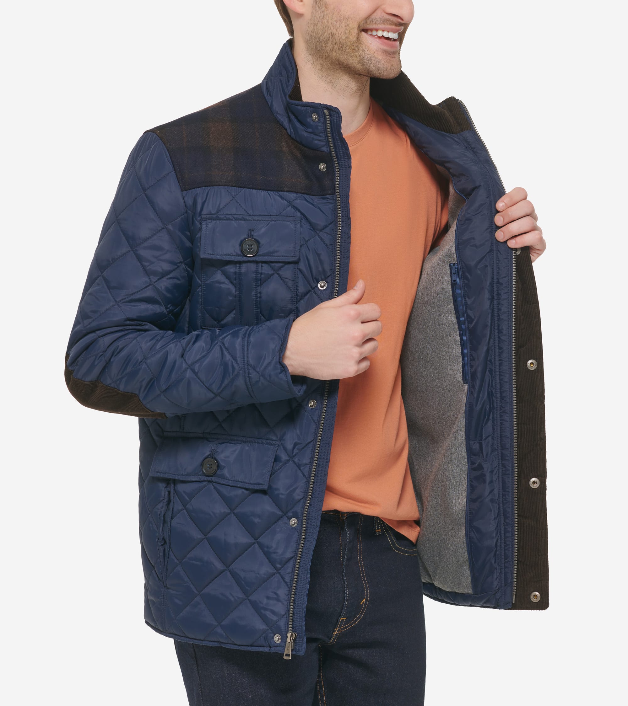 Men's Mix Media Diamond Quilted Jacket - Image 4