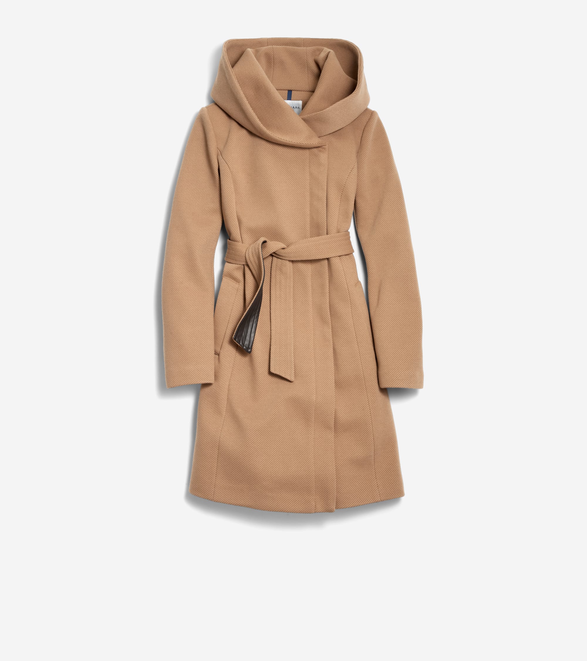 Women's Belted Asymmetrical Zip Front Twill Coat - Image 2