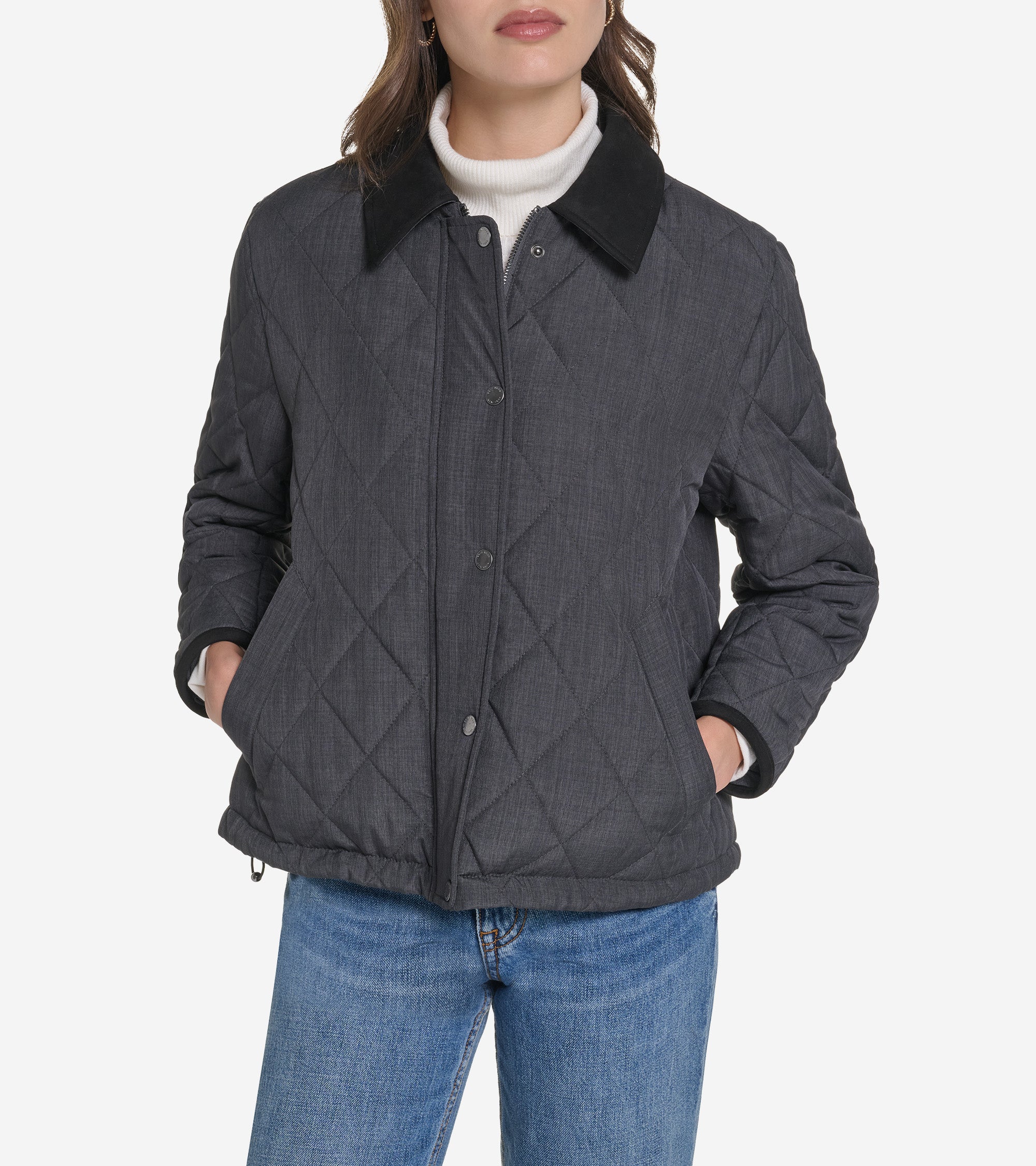 Women's Cross-Hatch Quilt Cropped Jacket