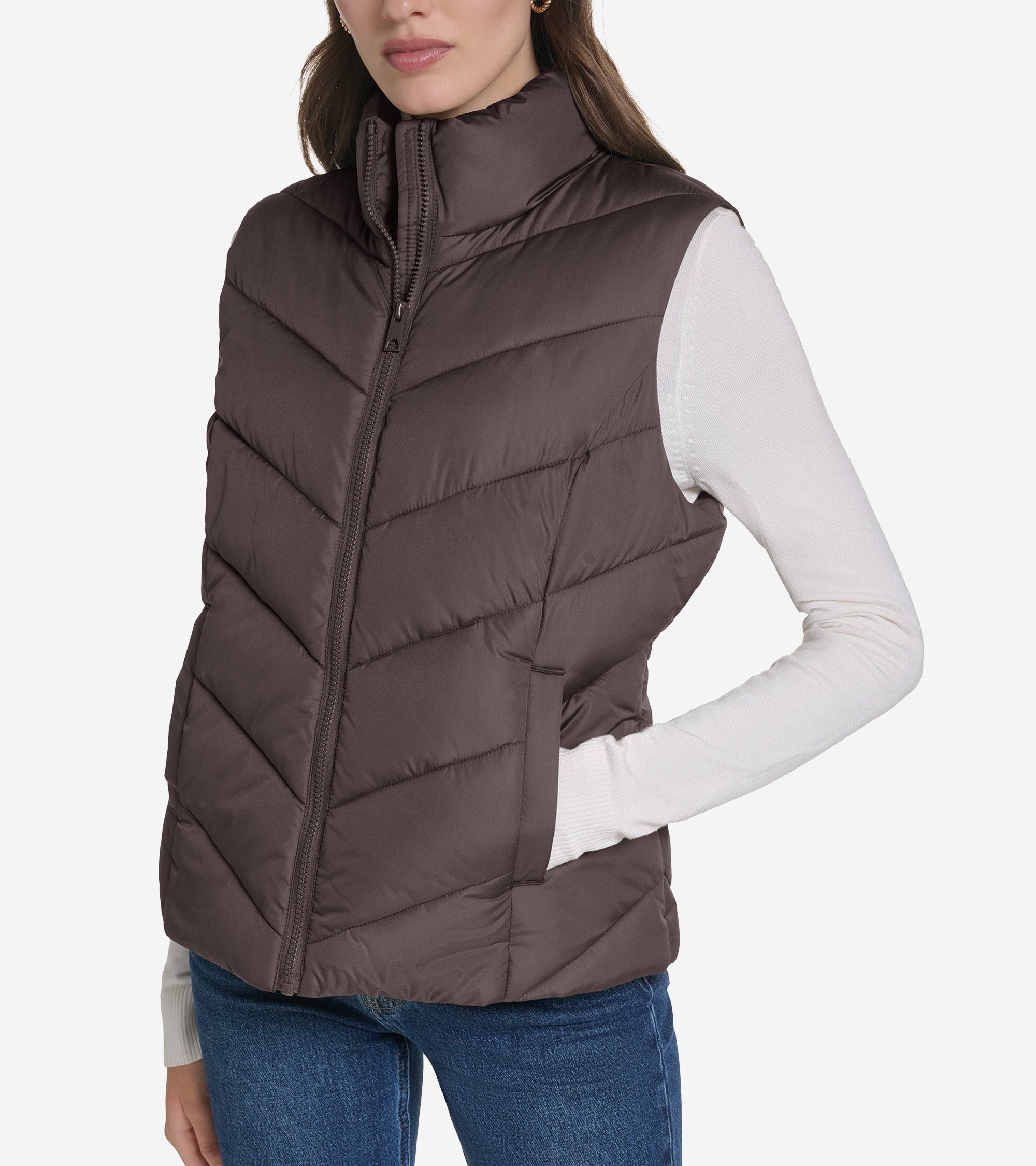 Women's Chevron Zip Front Vest