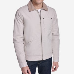 Men's Coated Cotton Trucker Jacket with Corduroy