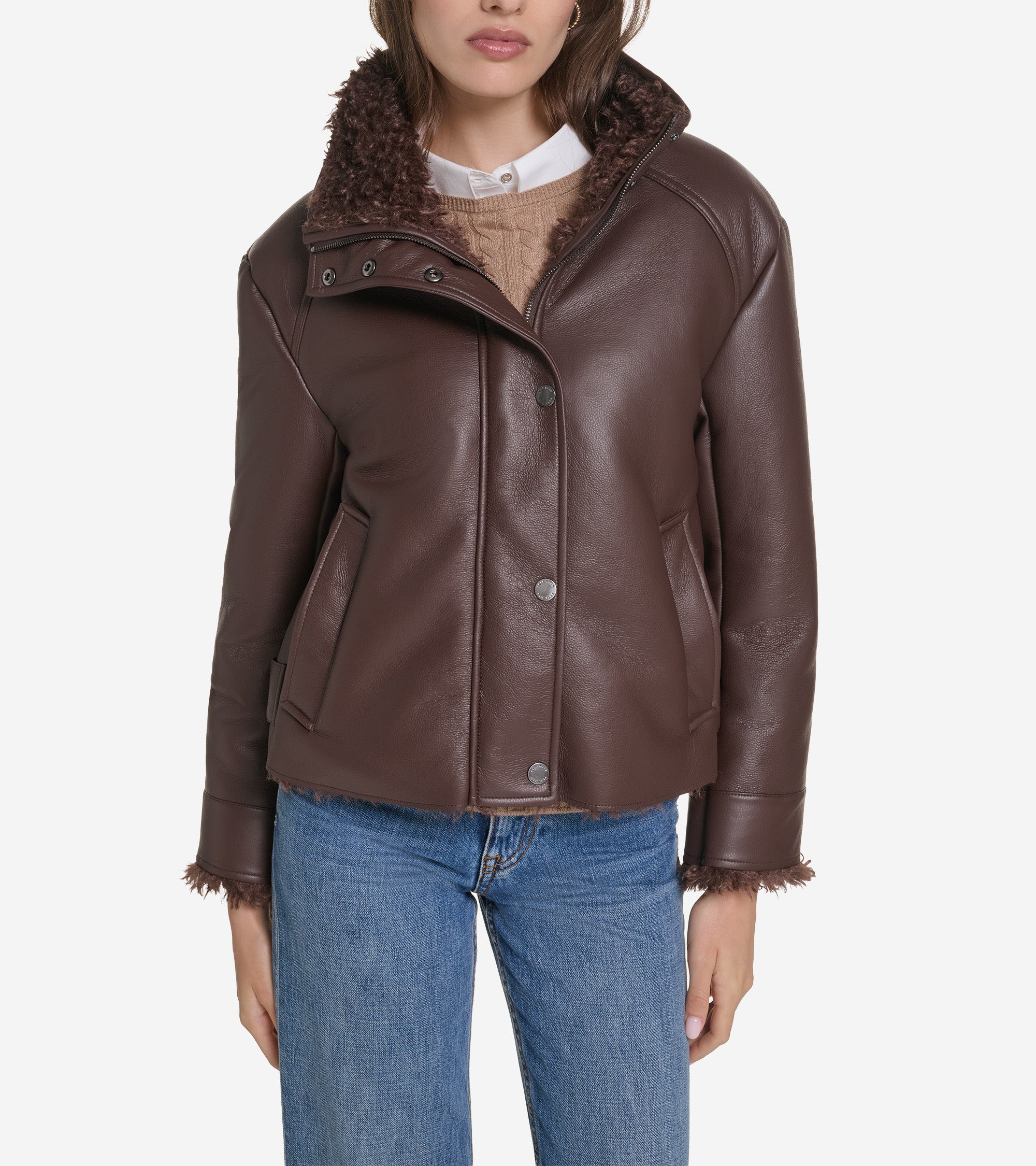 Women's Faux Long Hair Shearling Jacket