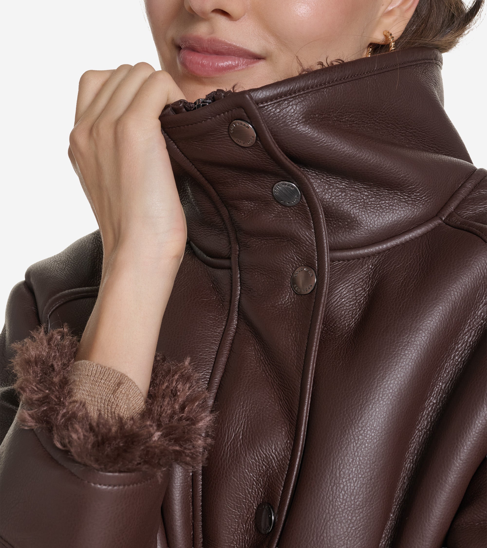 Women's Faux Long Hair Shearling Jacket - Image 3