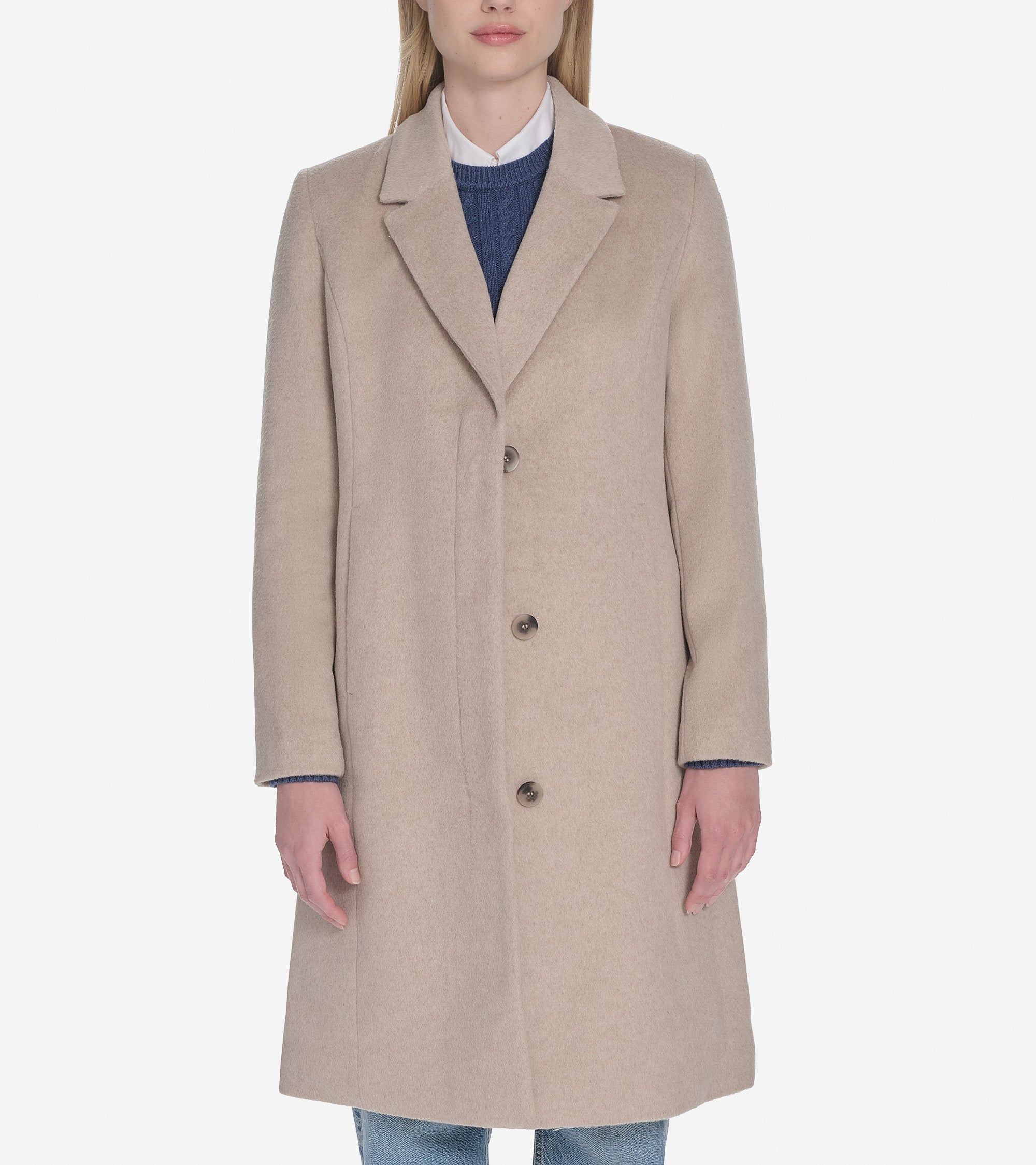 Women's Knotch Lapel Single Breasted Wool Coat