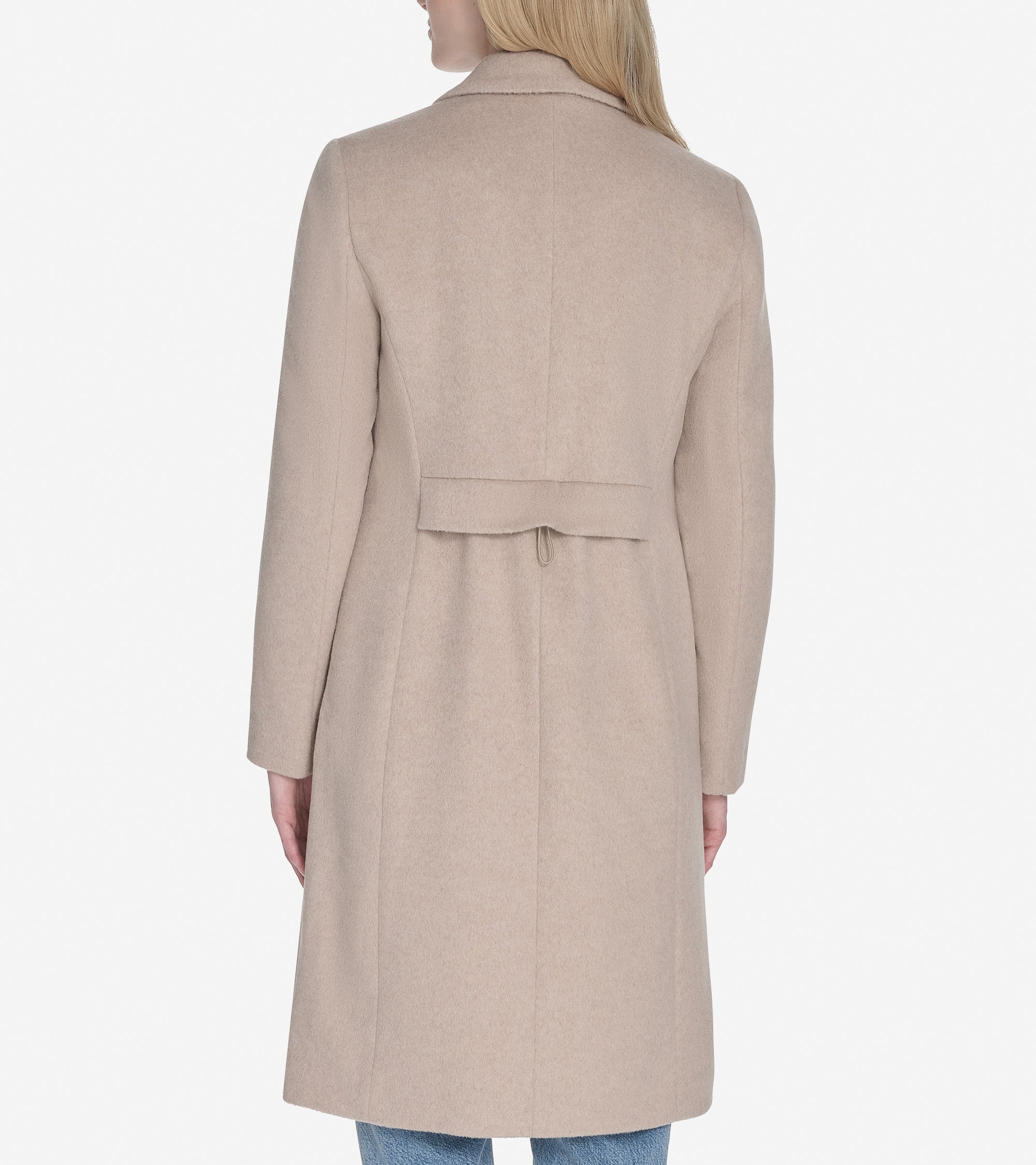 Women's Knotch Lapel Single Breasted Wool Coat - Image 2