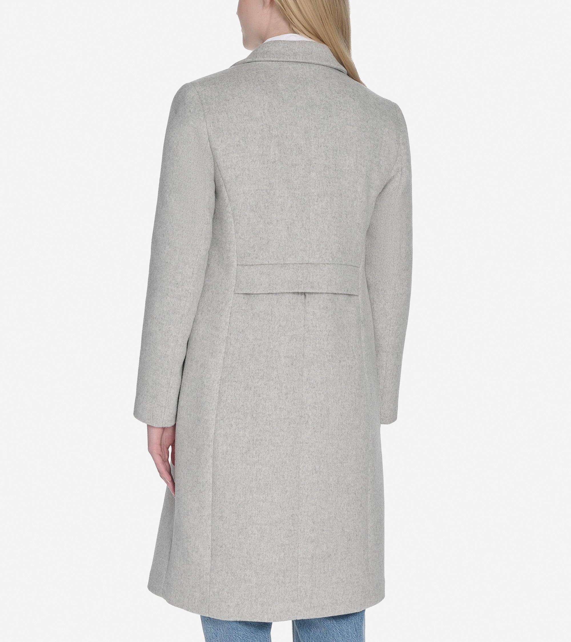 Women's Knotch Lapel Single Breasted Wool Coat - Image 2