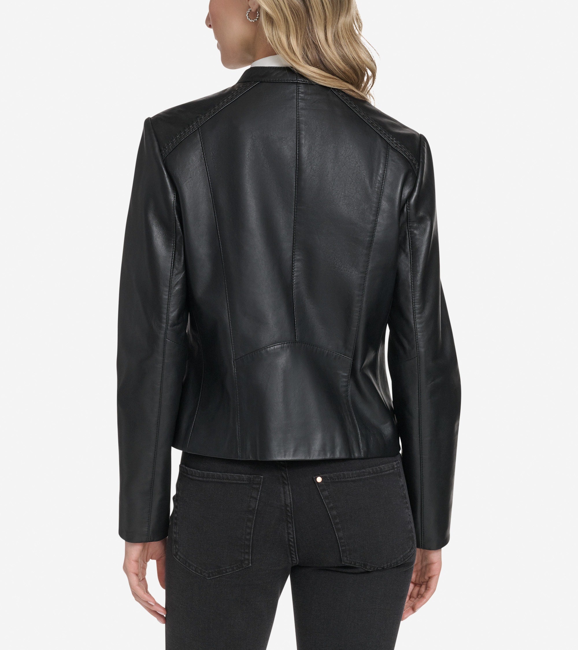 Women's Leather Racer Jacket - Image 2