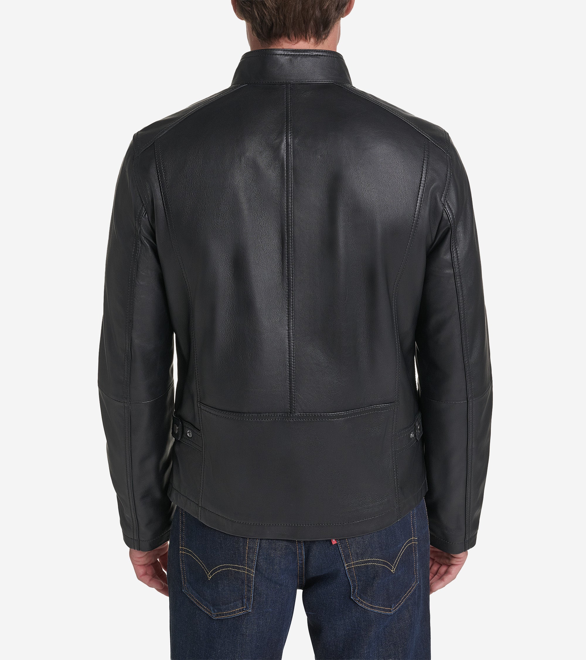 Men's Smooth Leather Racer Jacket - Image 2