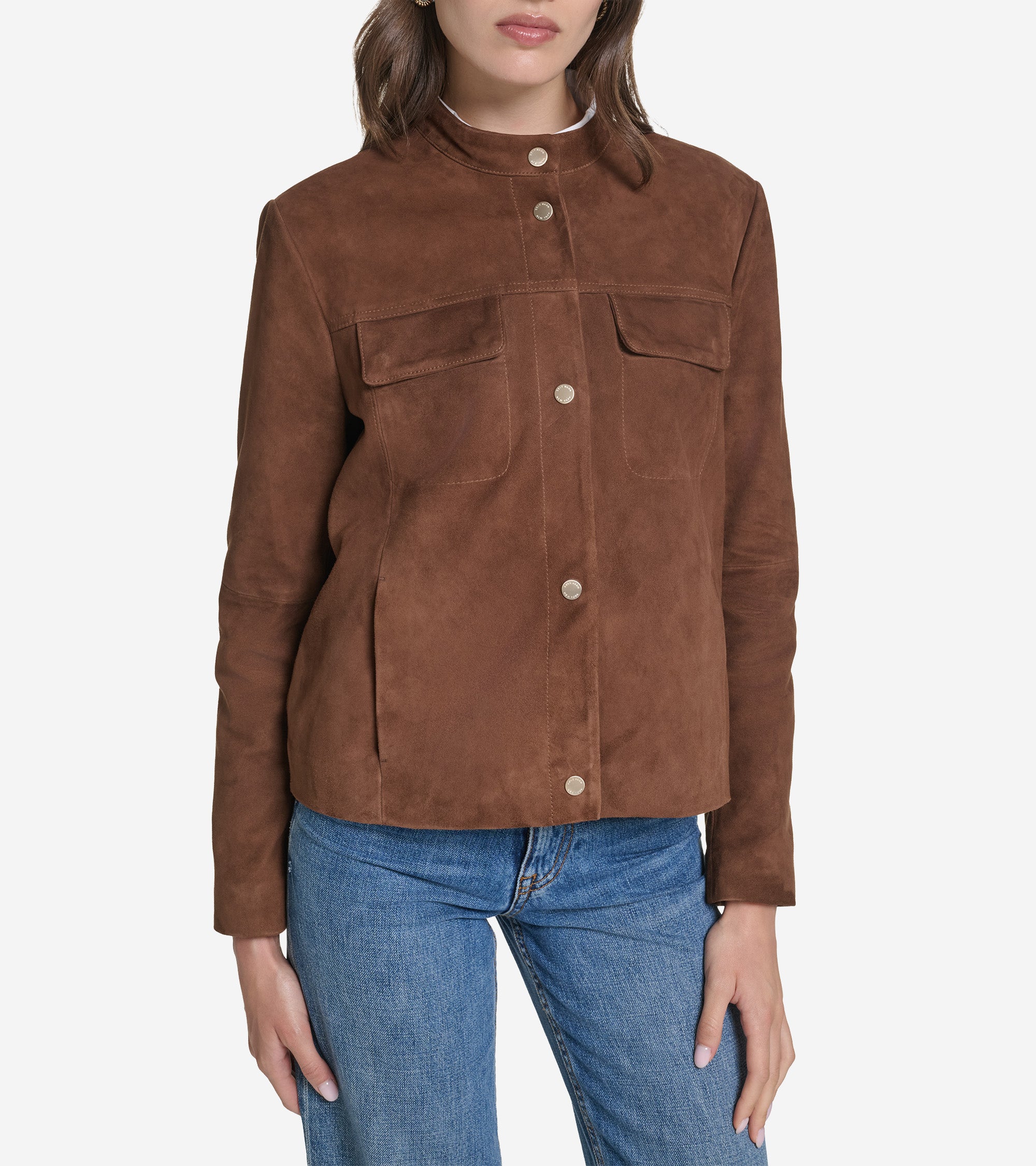 Women's Suede Band Collar Jacket