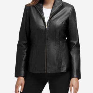 Women's Wing Collar Leather Jacket