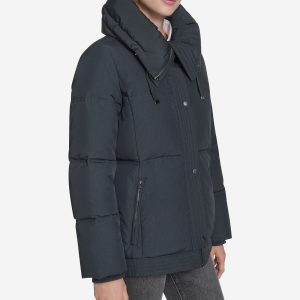 Women's Twill Nylon Down Jacket with Trapunto Stitch Details