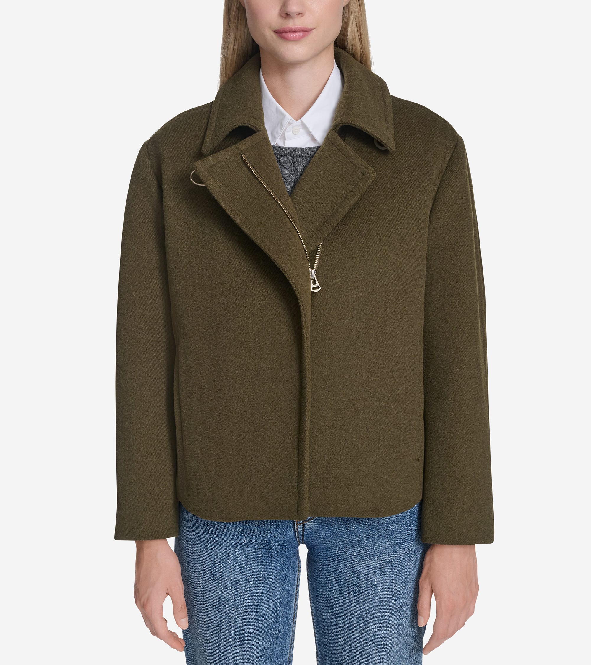 Women's Short Boxy Twill Wool Jacket