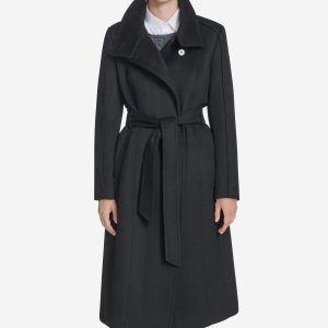 Women's Slick Wool Belted Coat