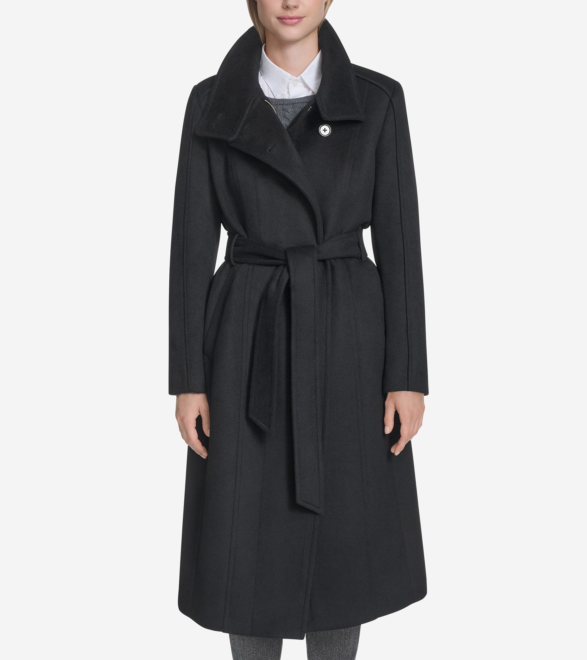 Women's Slick Wool Belted Coat