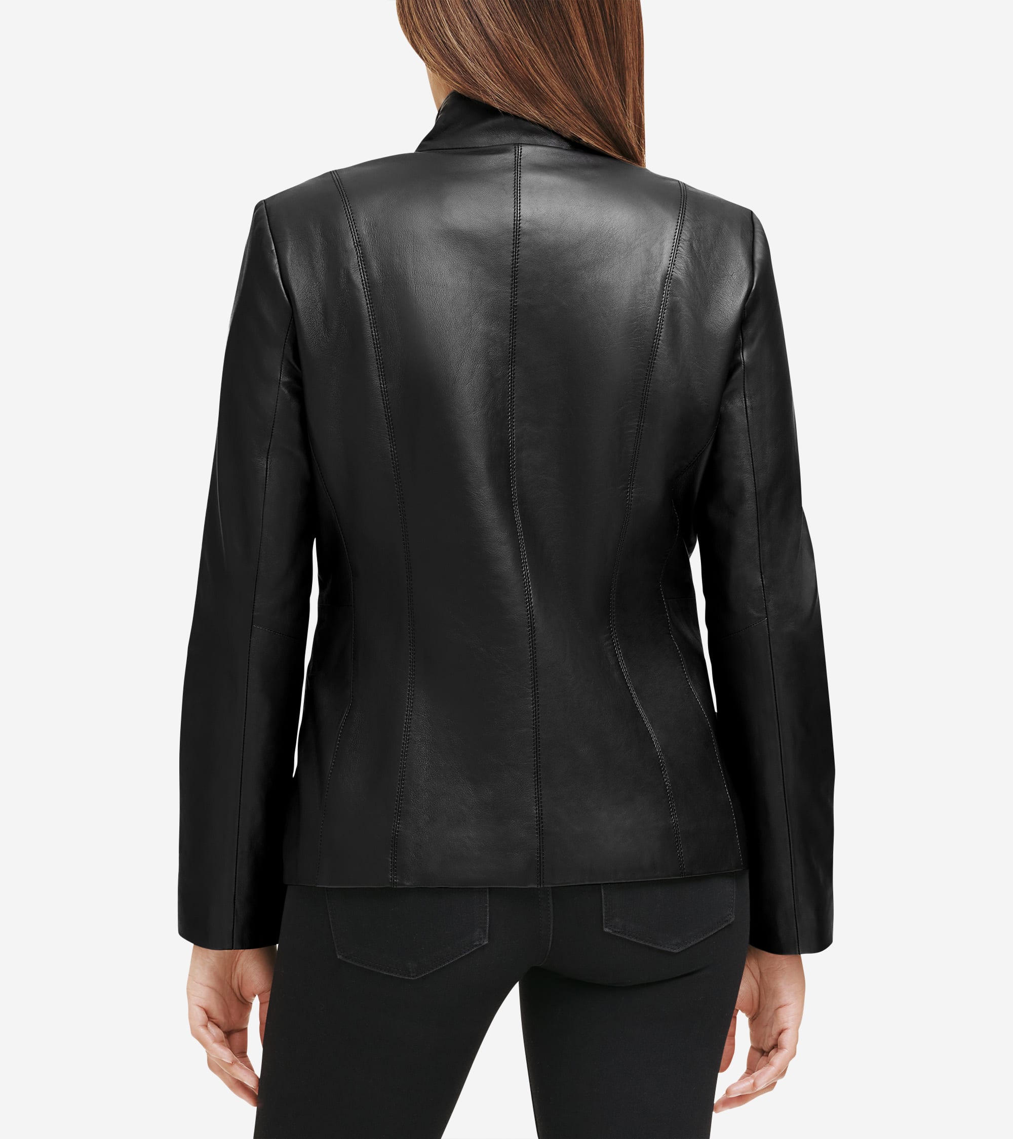 Women's Wing Collar Leather Jacket - Image 2
