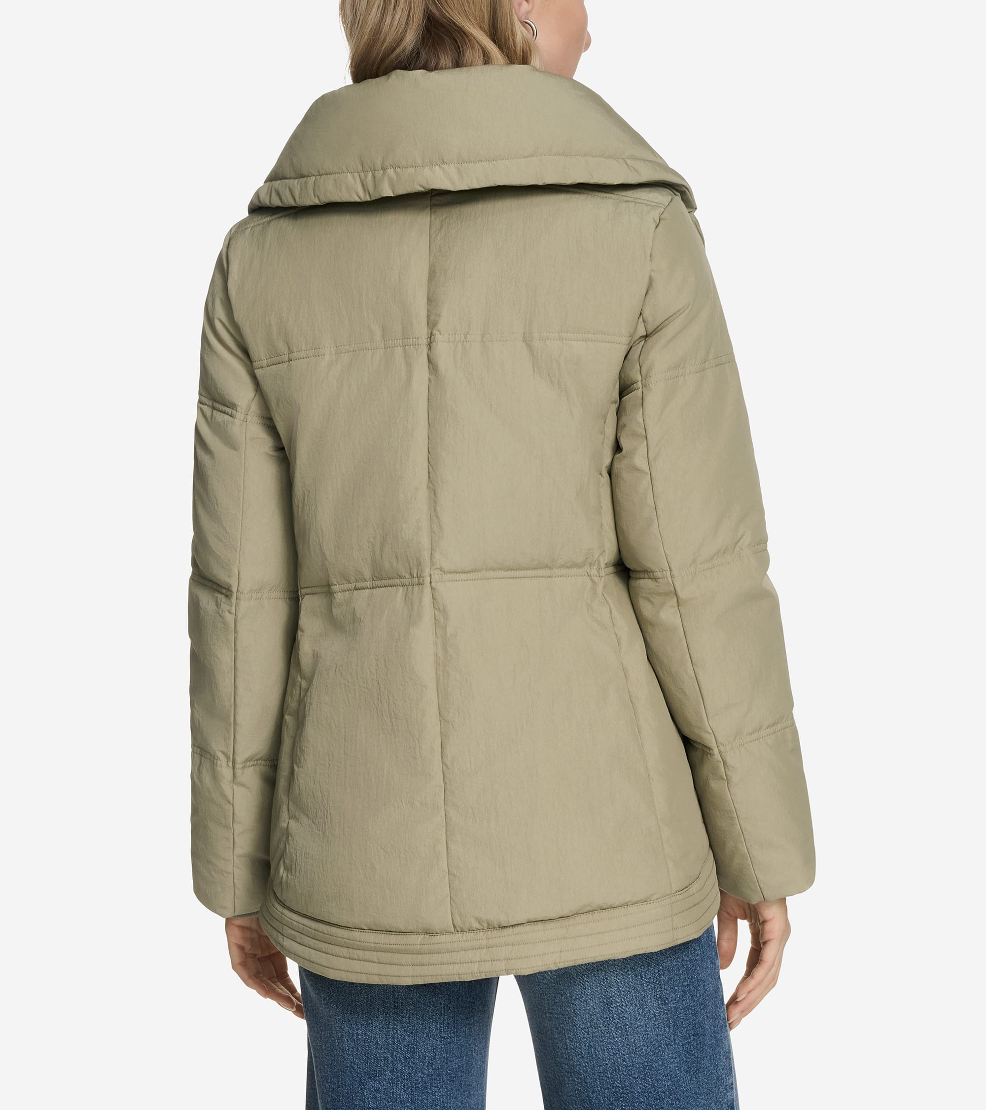 Women's Twill Nylon Down Jacket with Trapunto Stitch Details - Image 2