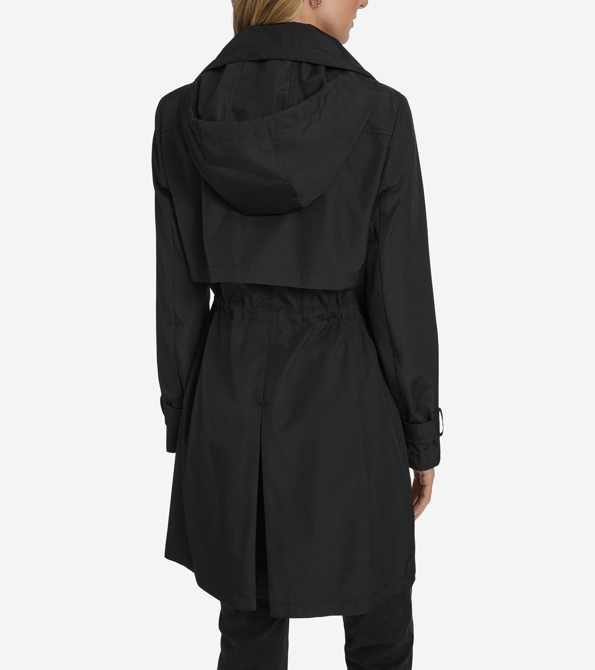 Women's Zip Up Trench Coat with Stow Away Hood - Image 2