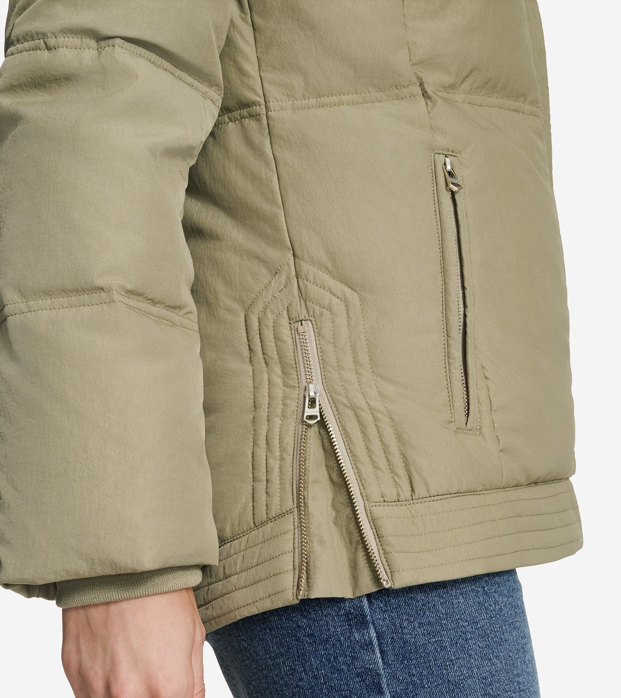 Women's Twill Nylon Down Jacket with Trapunto Stitch Details - Image 3