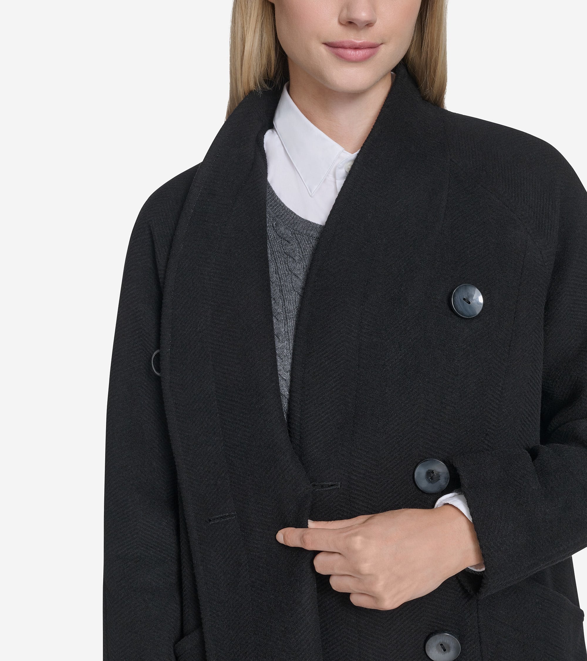 Women's Chevron Wool Coat - Image 3