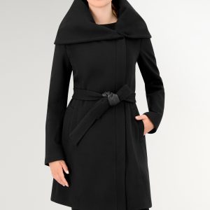 Women's Belted Asymmetrical Zip Front Twill Coat