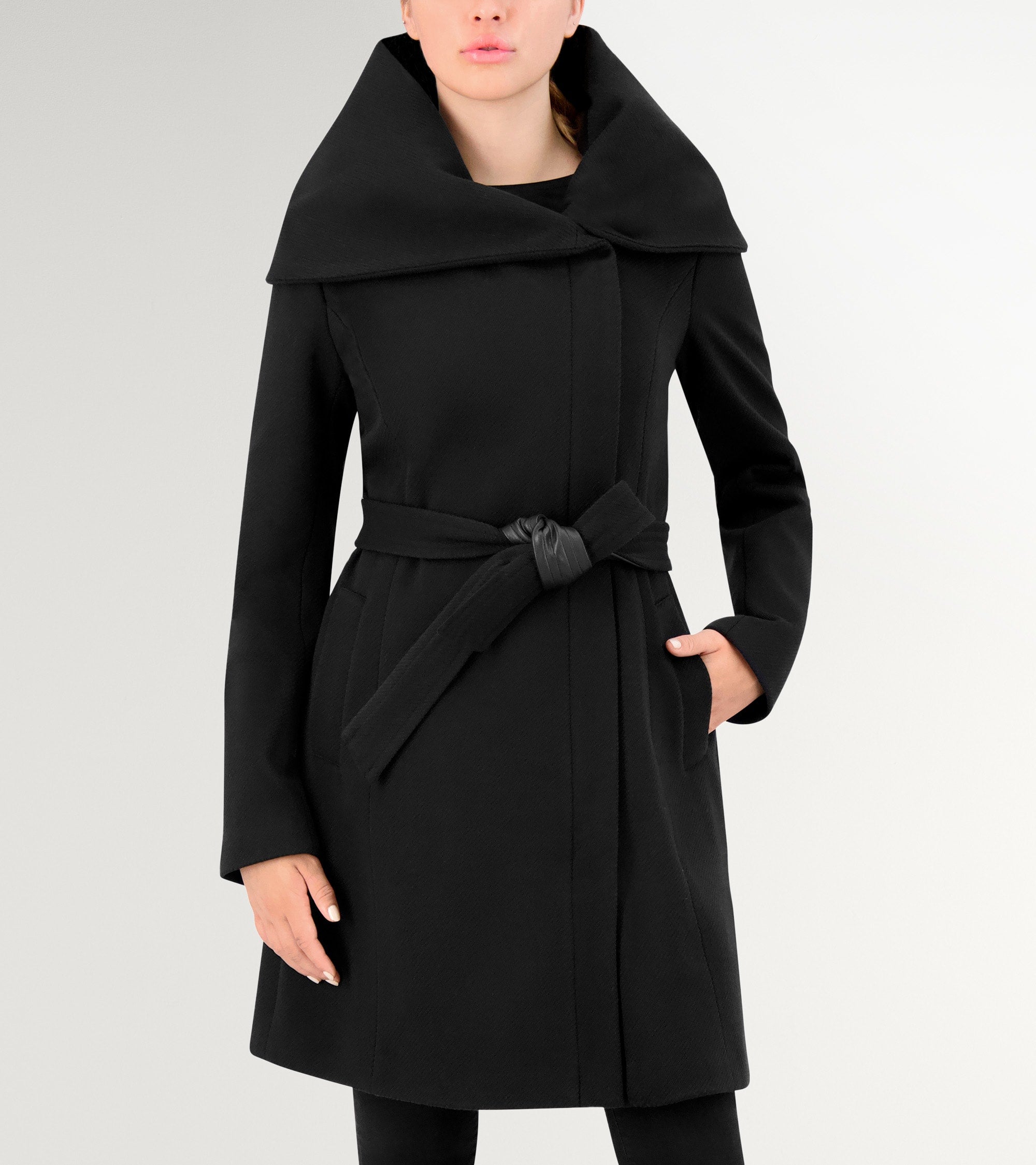 Women's Belted Asymmetrical Zip Front Twill Coat