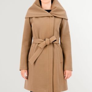 Women's Belted Asymmetrical Zip Front Twill Coat