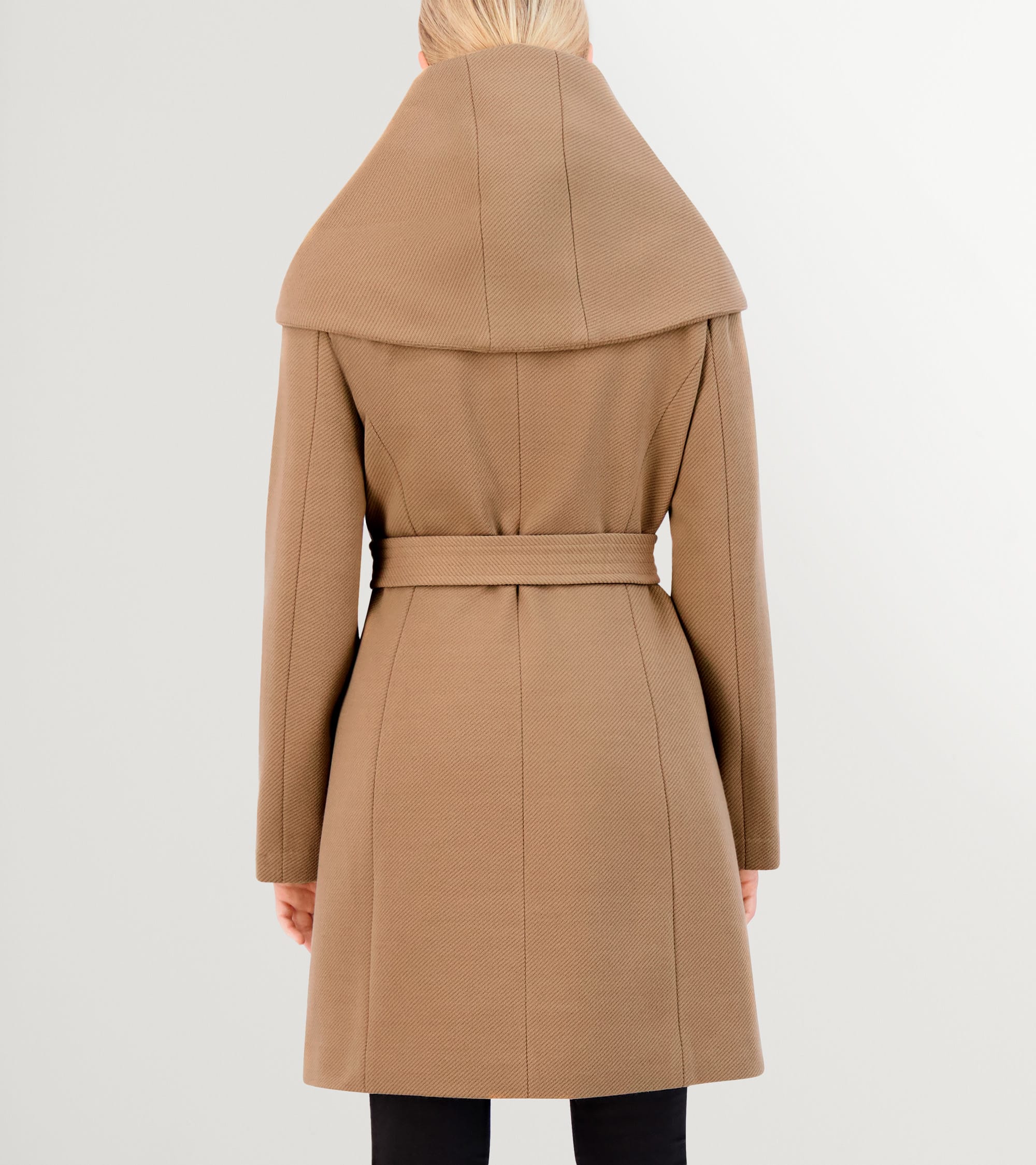 Women's Belted Asymmetrical Zip Front Twill Coat - Image 3